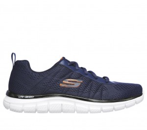 Navy Skechers Track - Moulton Men's Sneakers | HPTK-09234