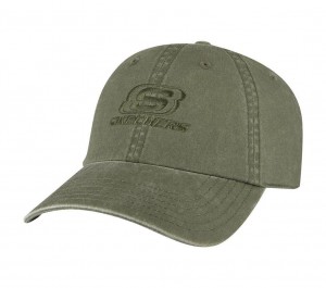 Olive Skechers Washed Dad Men's Hats | NBJU-89167