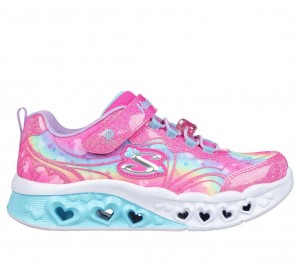 Pink Skechers Flutter Heart Lights - Groovy Swirl Girls' Sneakers | SAIT-69485