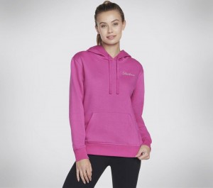 Pink Skechers Signature Pullover Women's Hoodie | GZFS-02571