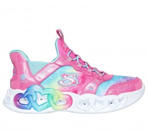 Pink Skechers Slip-ins: Infinite Heart Lights Girls' Sneakers | IMAQ-75649