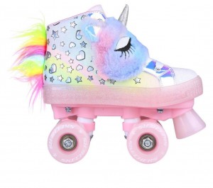 Pink Skechers Twinkle Toes: Shuffle 4 Wheeler - Unicorn Wheelz Girls' Walking Shoes | VOCJ-31678