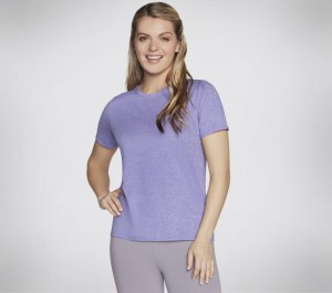 Purple Skechers Go Dri Swift Women's T-Shirt | ZDEL-25439