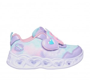 Purple Skechers Heart Lights - Lovin Reflection Girls' Sneakers | XPNA-65247