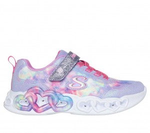 Purple Skechers Infinite Heart Lights - Color Lovin Girls' Sneakers | IQEN-18406