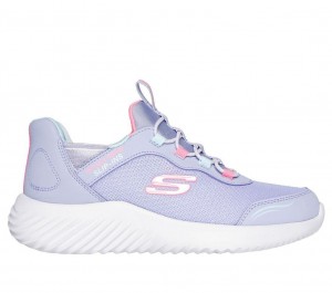 Purple Skechers Slip-ins: Bounder - Simple Cute Girls' Sneakers | HSBR-74039