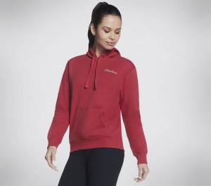 Red Skechers Signature Pullover Women's Hoodie | RJDY-75480