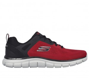 Red Skechers Track - Broader Men's Sneakers | QSMO-20874