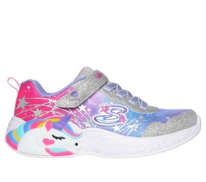 Silver Skechers S Lights: Unicorn Dreams - Wishful Magic Girls' Sneakers | QGRT-84657