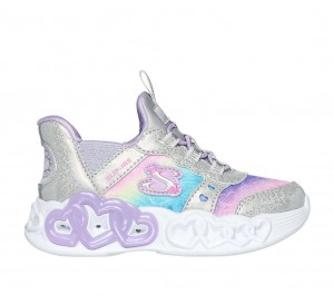 Silver Skechers Slip-ins: Infinite Heart Lights Girls' Sneakers | EZGH-47961