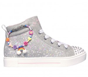 Silver Skechers Twinkle Toes: Twinkle Sparks - Charm Bestie Girls' Walking Shoes | PAVE-03562