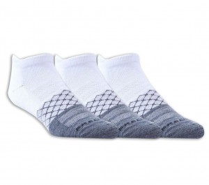 White Skechers 3 Pack Diamond Arch Men's Socks | ISQZ-09286