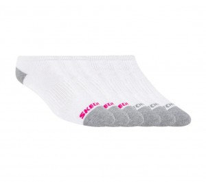 White Skechers 6 Pack 360 Cushion No Show Women's Socks | RWLU-37849