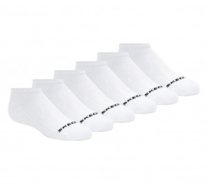 White Skechers 6 Pack Non Terry No Show Women's Socks | FCWP-94708