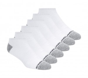 White Skechers 6 Pack Walking Low Cut Women's Socks | UFNJ-75846