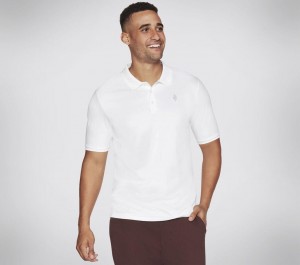 White Skechers Apparel Off Duty Men's Polo Shirt | PFYZ-43012