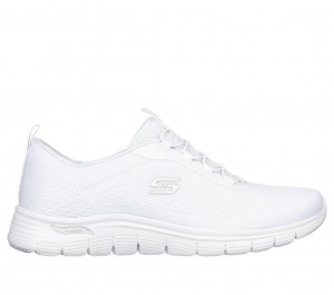 White Skechers Arch Fit Vista - Gleaming Women's Slip On | BXFK-85071