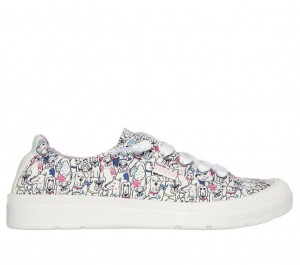 White Skechers Bobs Beyond - Doodle Fest Women's Slip On | PDAL-42956