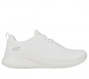 White Skechers Bobs Sport Squad Chaos - Face Off Women's Sneakers | QZYP-09421