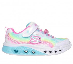 White Skechers Flutter Heart Lights - Groovy Swirl Girls' Sneakers | JZGW-71249