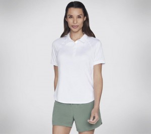 White Skechers Go Dri Swift Club Polo Women's T-Shirt | CPAE-60547