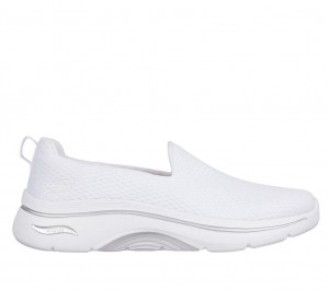 White Skechers Go Walk Arch Fit 2.0 - Saida Women's Slip On | WURQ-83106