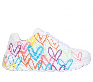 White Skechers Jgoldcrown: Uno Lite - Spread The Love Girls' Sneakers | HXMY-53089