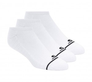 White Skechers No Show Premium Basic - 3 Pack Men's Socks | GVIO-03296