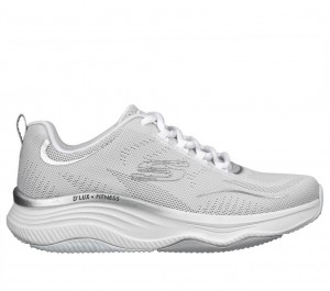 White Skechers Relaxed Fit: D'lux Fitness - Pure Glam Women's Sneakers | MQBZ-15963