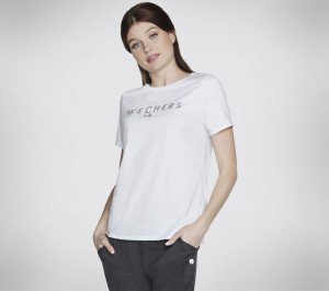 White Skechers Shine Women's T-Shirt | AZPX-93807