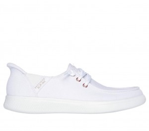 White Skechers Slip-ins: Bobs Skip Cute - Spot Twist Women's Boat Shoes | DSYZ-61083