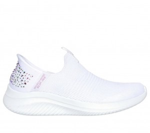 White Skechers Slip-ins: Ultra Flex 3.0 Women's Sneakers | VYLM-78520