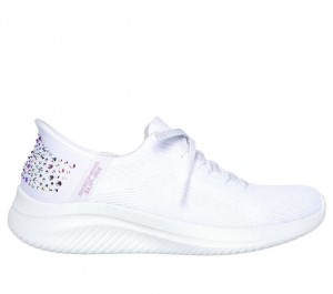 White Skechers Slip-ins: Ultra Flex 3.0 - Shining Glitz Women's Sneakers | TQFH-82135