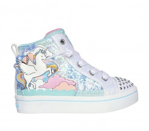 White Skechers Twi-lites 2.0 - Enchanted Unicorn Girls' Walking Shoes | NHVZ-08475