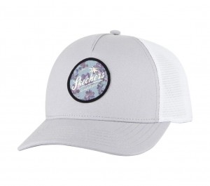 White Skechers Ultra Violet Patch Trucker Women's Hats | DCXP-70192