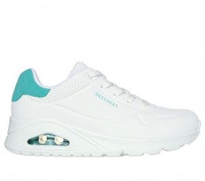 White Skechers Uno - Pop Back Women's Sneakers | ESYB-37409