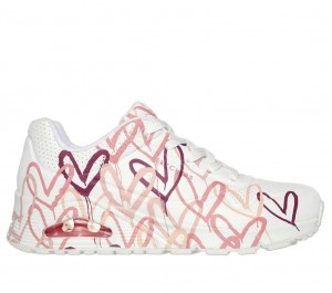 White Skechers X Jgoldcrown: Uno - Spread The Love Women's Sneakers | AQSH-57340