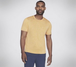 Yellow Skechers Go Dri Charge Men's T-Shirt | HQTS-19538