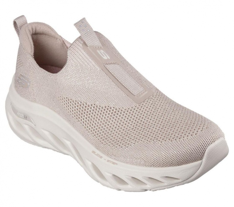 Beige Skechers Arch Fit Glide-step - Dazzling Step Women's Sneakers | IFWM-92610