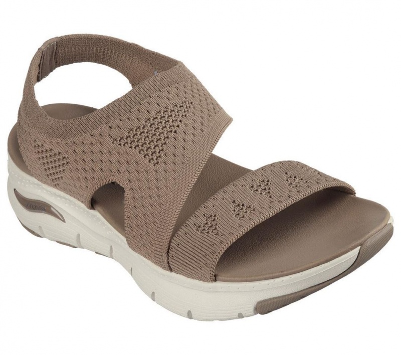 Beige Skechers Arch Fit - Brightest Day Women's Sandals | ZQNG-92160