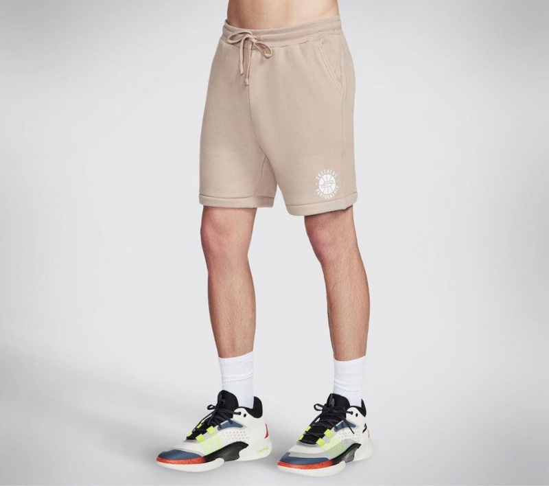 Beige Skechers Basketball: Performance Fleece Men's Shorts | NVCR-20536