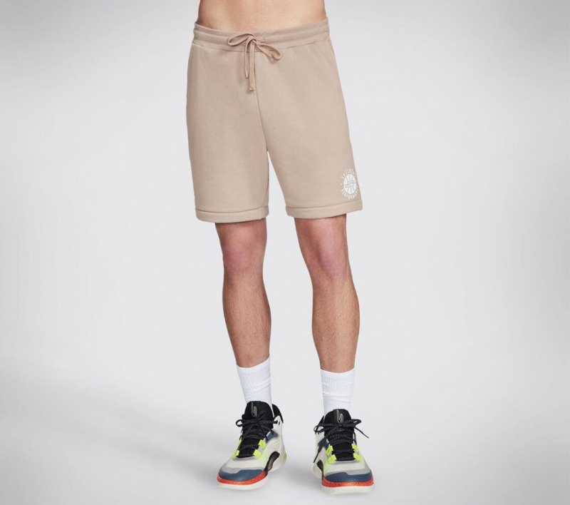 Beige Skechers Basketball: Performance Fleece Men\'s Shorts | NVCR-20536