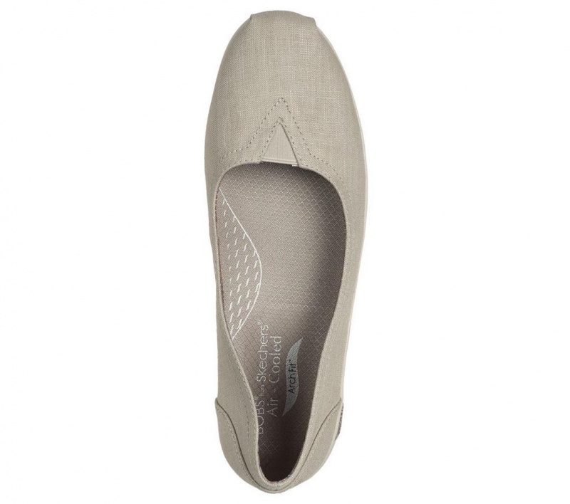 Beige Skechers Bobs Arch Fit Plush - By The Way Women's Flats | ZKXO-24891