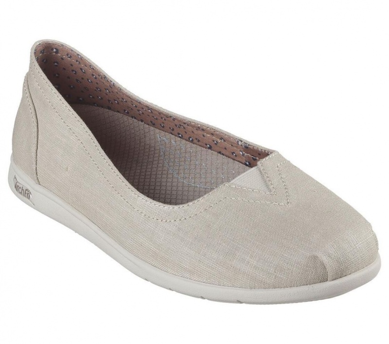 Beige Skechers Bobs Arch Fit Plush - By The Way Women's Flats | ZKXO-24891