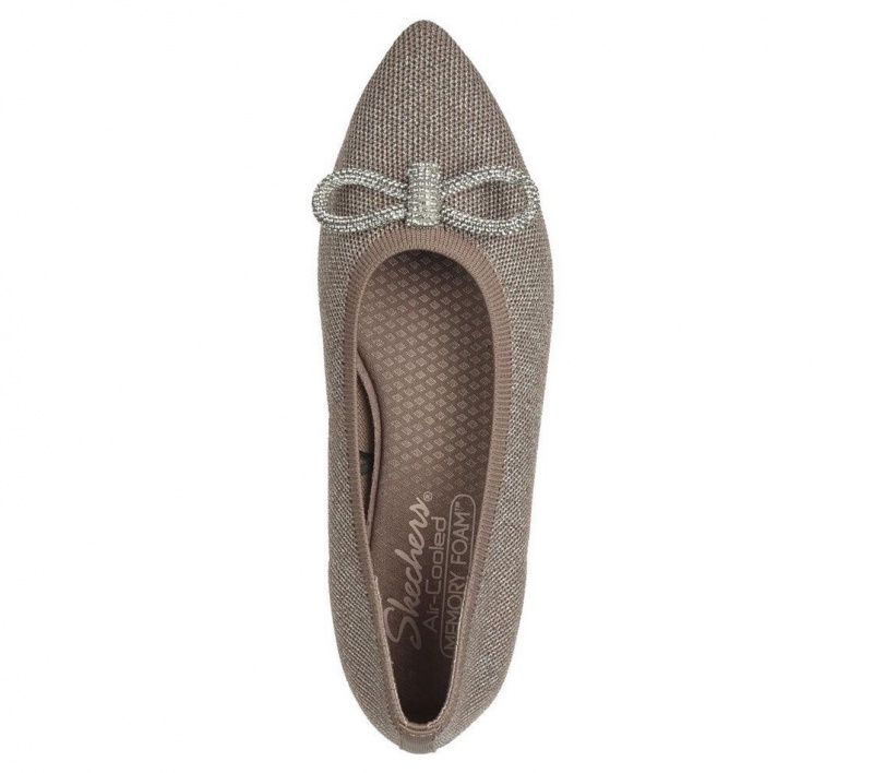 Beige Skechers Cleo Point - Glitzy Haze Women's Flats | IRGT-45317