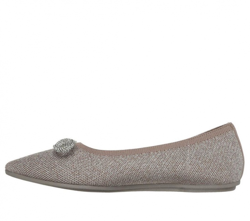 Beige Skechers Cleo Point - Glitzy Haze Women's Flats | IRGT-45317