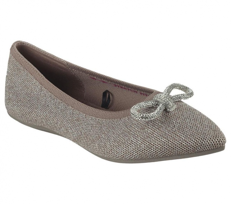 Beige Skechers Cleo Point - Glitzy Haze Women's Flats | IRGT-45317