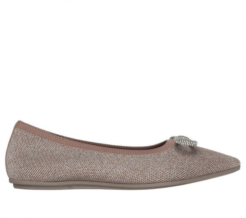 Beige Skechers Cleo Point - Glitzy Haze Women\'s Flats | IRGT-45317