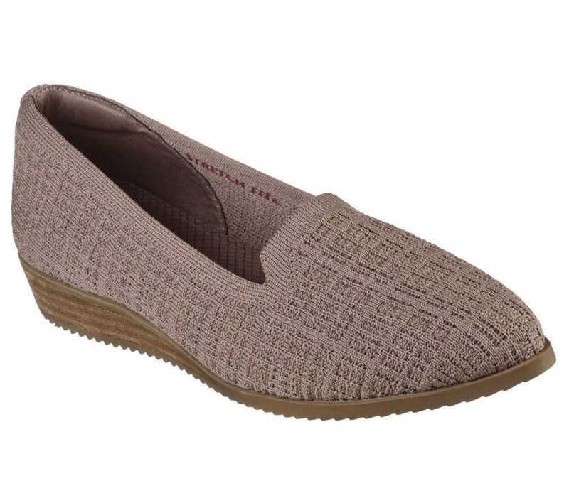 Beige Skechers Cleo Sawdust Women's Flats | UDAH-61502