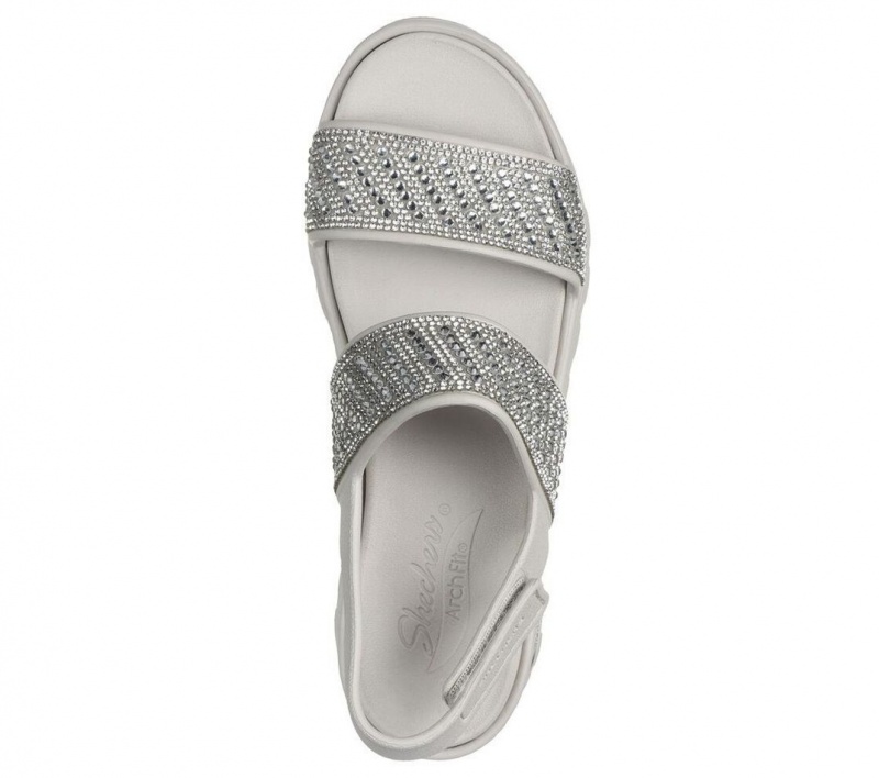 Beige Skechers Foamies: Arch Fit Footsteps - Enchant Women's Sandals | SRTF-97386